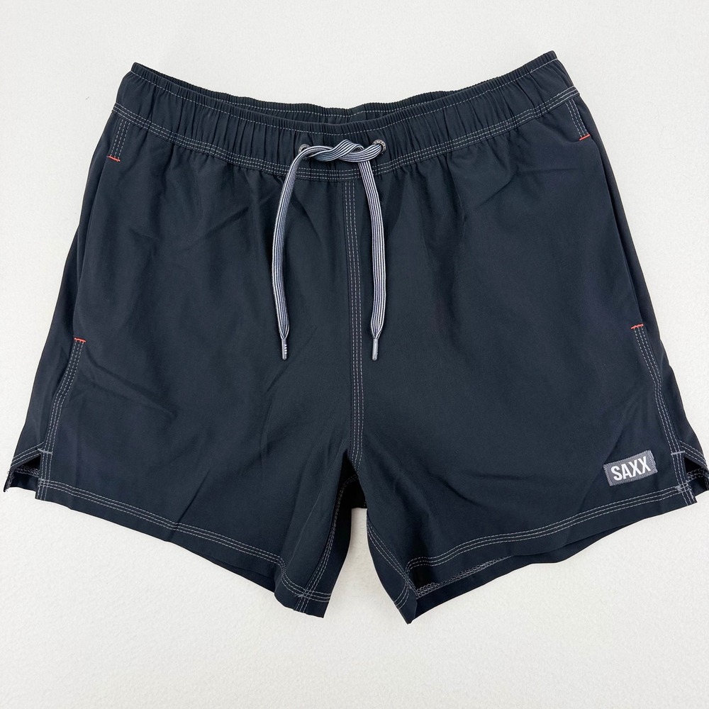 SAXX Oh Buoy 2N1 Volley Swim Shorts Mens Small Black BallPark Pouch Excellent